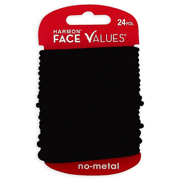 Harmon Face Values 24-Count Elastic Ponytail Holders in Black